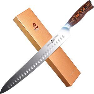 TUO Slicing Knife 12" Granton Carving Knives Hollow Ground Meat Cutting Knife-